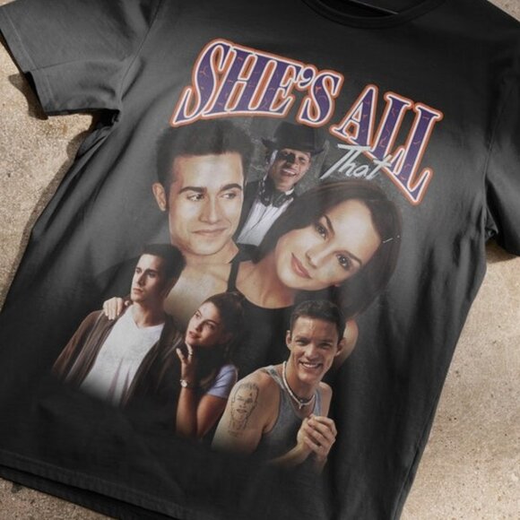 Shes All That 90s Bootleg Movie Graphic Teen Film Retro Pop Culture Fan Shirt - Picture 2 of 5